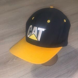 Vintage CAT Caterpillar Hat Trucker Tonkin Patch Black Yellow Snapback Hat